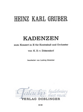Kadenzen zum Konzeret in E für Kontrabas und Orch. von K.D.v.Dittersdorf